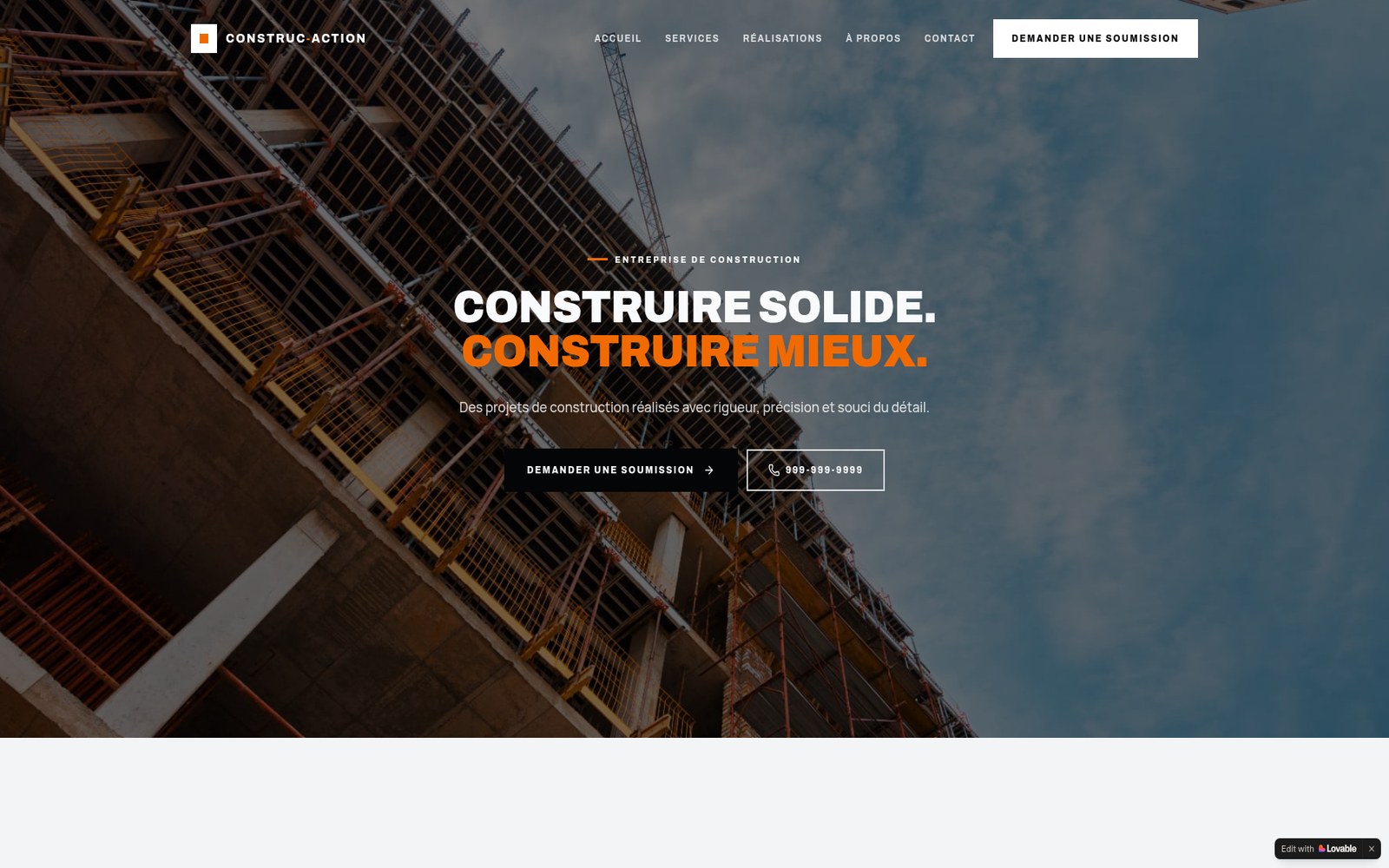 Aperçu du site web Construc-Action