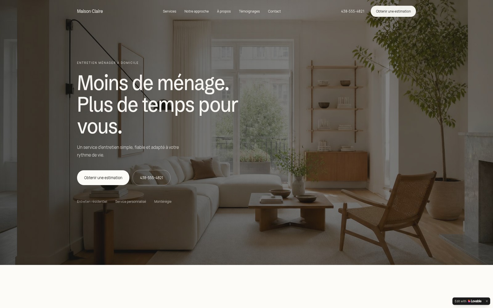 Aperçu du site web Maison Claire
